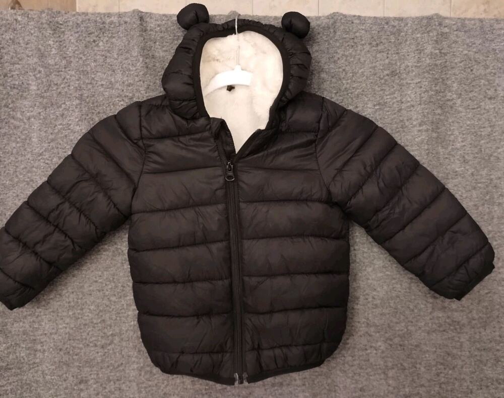 Cecorc Puff Jacket Baby 2T Puffer Coat Hooded Zip Black